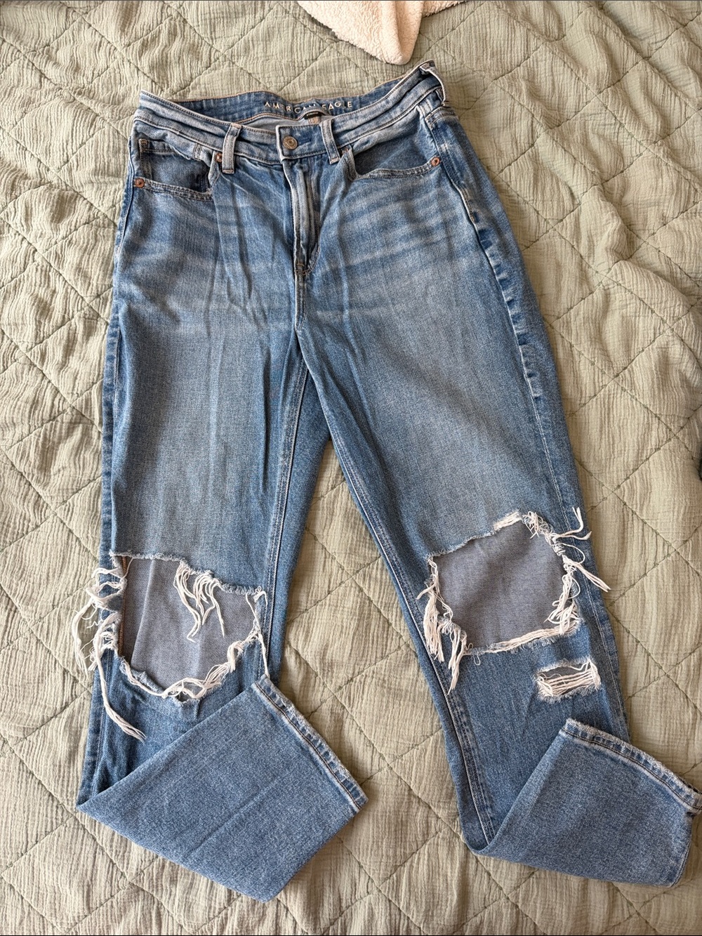American Eagle Outfitters Light Blue Ripped Boyfriend Jeans